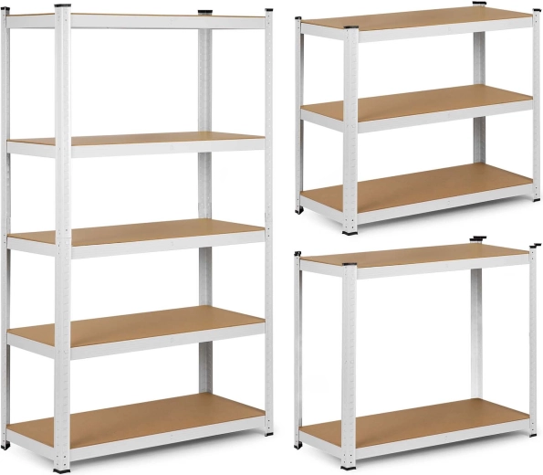 Estantería metálica Humberg 150 × 75 × 30 cm, blanca, 5 baldas