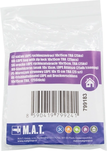 Bolsas con cierre rápido LDPE 10 × 15 cm, transparentes (25 uds.)