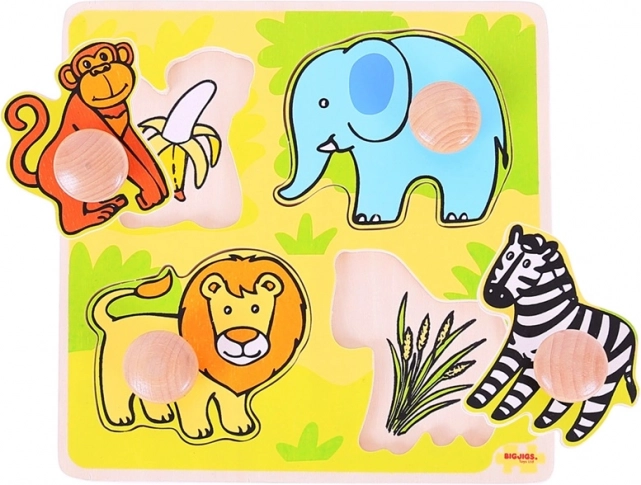 Bigjigs Toys mi primer puzzle encajable safari (madera, 4 piezas)