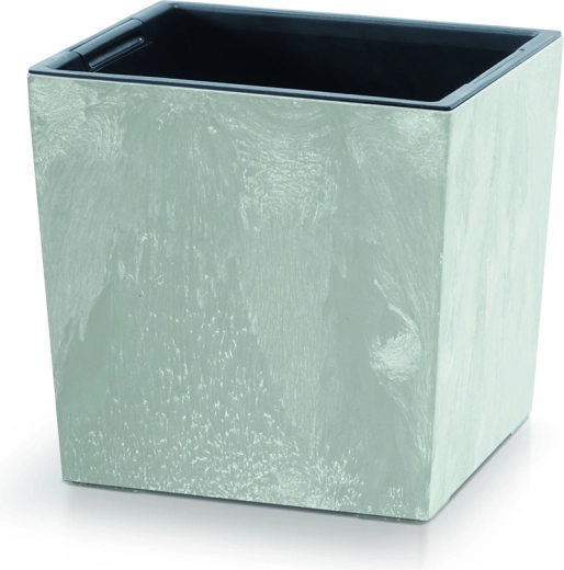 Macetero Urbi Square Low efecto hormigón con inserto 30 cm – gris hormigón