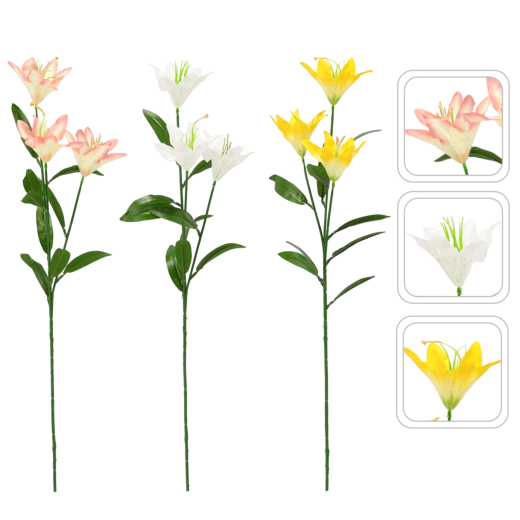 Ramita artificial de lirio con tres flores 64 cm, surtido de colores