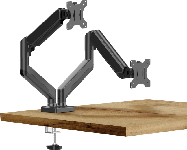 Soporte de sobremesa para dos monitores y televisores con brazos telescópicos de hasta 32 pulgadas