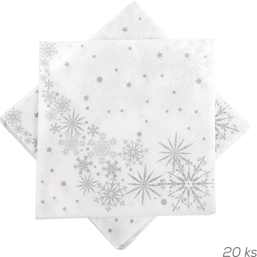 Servilletas de papel con motivo de estrellas y copos de nieve 33 × 33 cm (20 uds.)