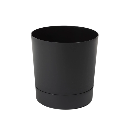 Maceta con plato Aura 20 cm negro mate