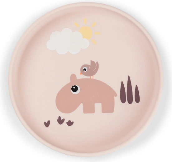 Done by Deer plato de silicona con ventosa Stick&Stay Playground rosa