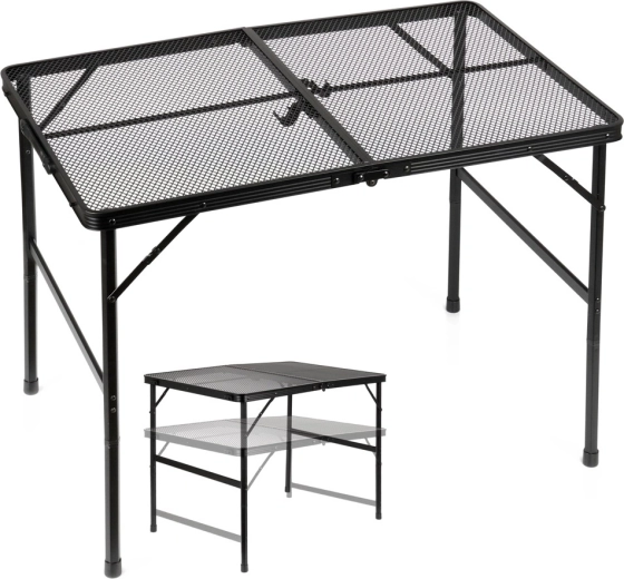 Mesa turística plegable Vilde 2 en 1 con altura ajustable negra 90 × 60 cm