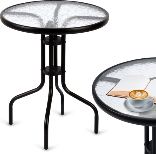 Mesa redonda de jardín con tablero de cristal 60 × 71 cm SOFOTEL