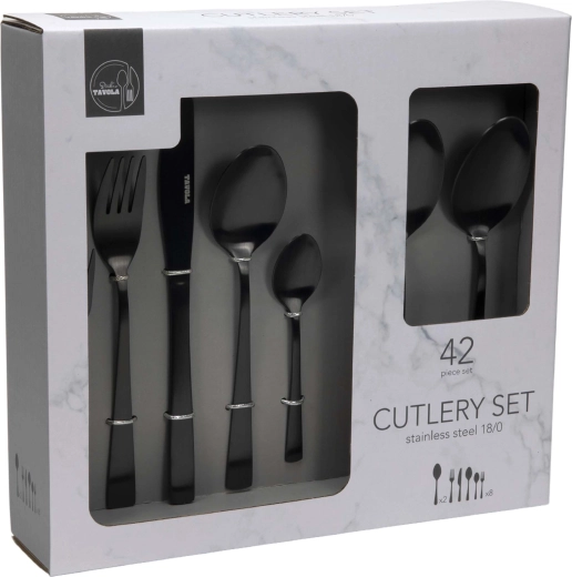 Juego de cubiertos 42 piezas negro
