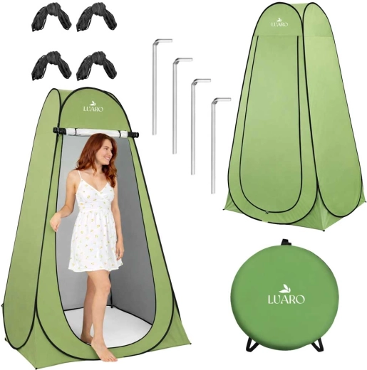 Tienda privada autoarmable LUARO para ducha, cambio de ropa y WC – verde