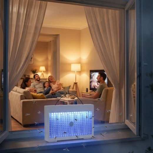 Trampa UV para insectos recargable con carga USB-C, blanca