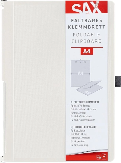 Carpeta portapapeles con clip SAX cerrable A4, color crema