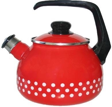 Tetera esmaltada con lunares 2 l, diámetro 20 cm, roja