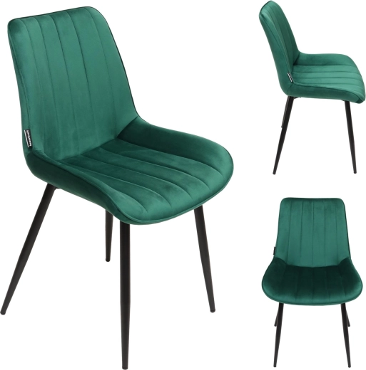 Silla tapizada de terciopelo para comedor y salón, loft, verde botella