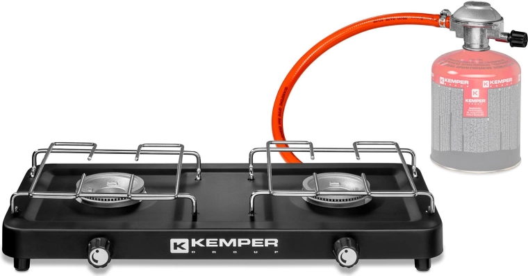 Cocina de gas Kemper de doble quemador para cartuchos
