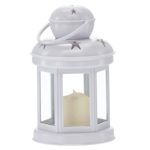 Farol LED decorativo con recortes de estrellas 10 × 10 × 19 cm