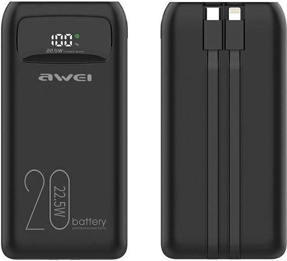 Powerbank 20000 mAh Awei P169K con carga rápida de 22,5 W y pantalla LCD