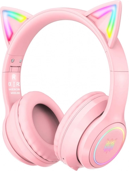 Auriculares gaming inalámbricos con orejas de gato ONIKUMA B90 rosa
