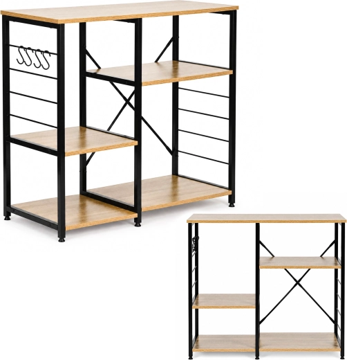 ModernHome estantería de cocina independiente con ganchos 90 cm, loft, roble claro