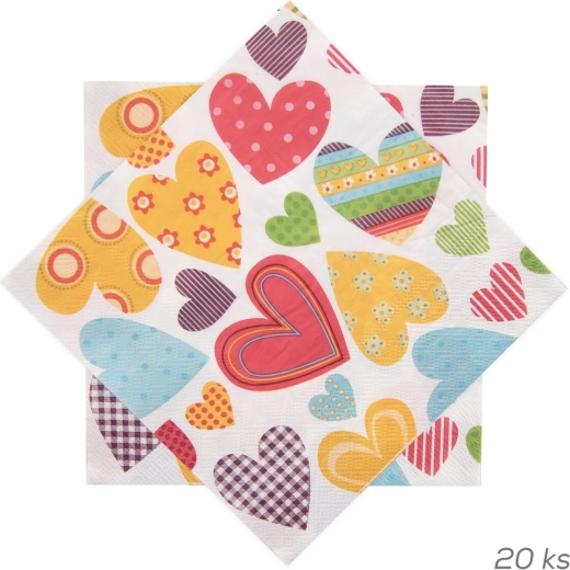 Servilletas de papel Corazón 33 × 33 cm, 20 uds.