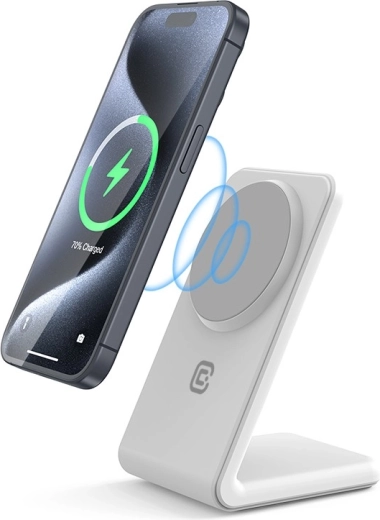 Soporte magnético con carga inalámbrica 2 en 1 con MagSafe para iPhone y AirPods – Blanca