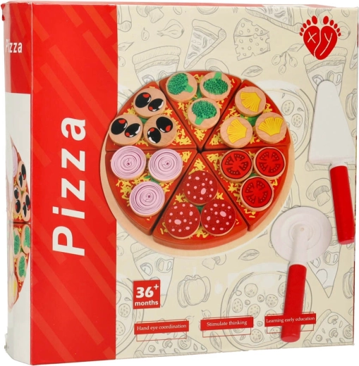 Pizza de madera con velcro y accesorios 20 cm