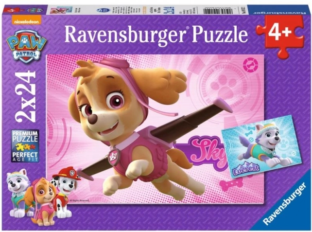 Puzzle Ravensburger Paw Patrol Skye y Everest 2×24 piezas