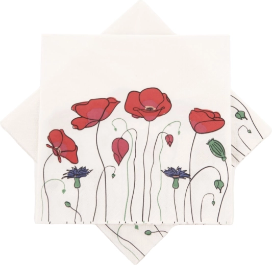 Servilletas de papel Amapola 33 × 33 cm, 20 uds