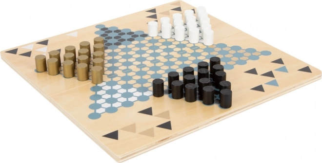 Small foot Juego Barricadas y Halma Gold Edition – juego de mesa de madera de doble cara
