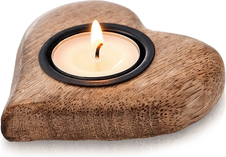 Portavelas de madera para vela de té de mango 10 × 10 cm