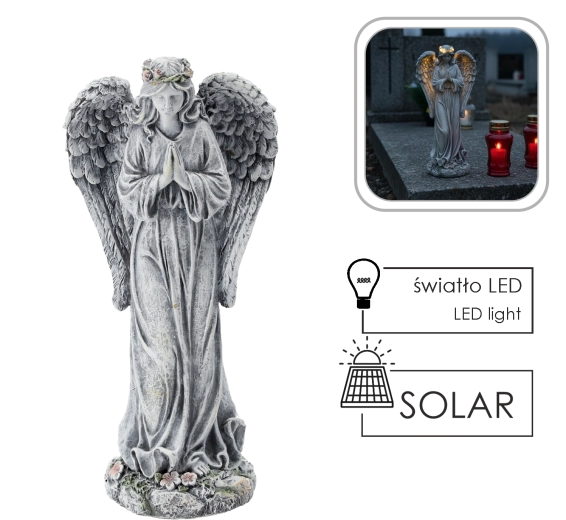 Figura angelical solar con LED, 34,5 cm