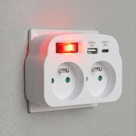 Dos tomas con protectores de seguridad