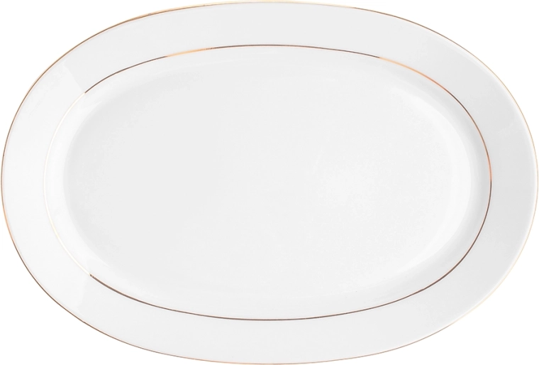 Bandeja ovalada de servir MariaPaula klasyka “línea dorada” 28 cm