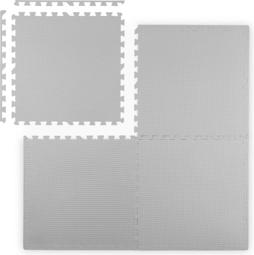 Alfombra puzzle de espuma Ricokids gris 120 × 120 cm, 4 piezas