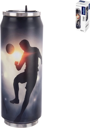 Termo de acero inoxidable con forma de lata 0,5 l con motivo de fútbol