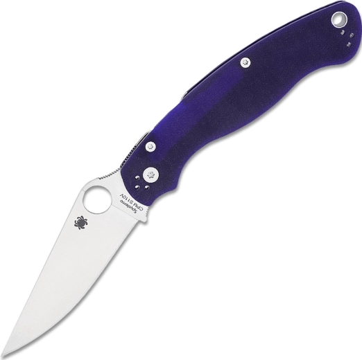 Navaja de bolsillo Spyderco Military 2 Dark Blue, hoja satinada, G10