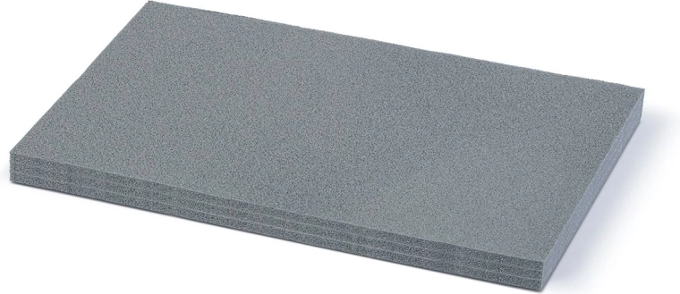Inserto de espuma de tres capas para maletín 47,5 × 28,5 × 3 cm, gris