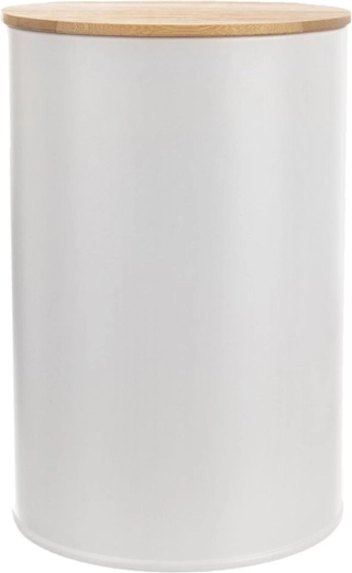 Lata metálica blanca para alimentos con tapa de bambú Whiteline 800 ml