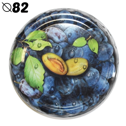 Tapas para frascos de conservas de 82 mm con motivo de ciruelas, 6z