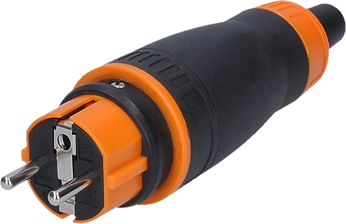 Enchufe recto Solight para ambientes húmedos IP44 negro-naranja - 1 unidad