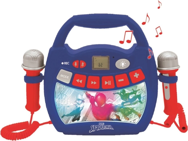 Reproductor de karaoke infantil con luces SPIDER-MAN con Bluetooth y 2 micrófonos