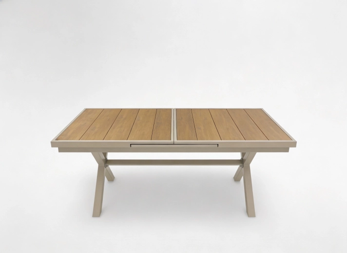 Mesa de jardín extensible de aluminio beige 180–240 × 90 × 76 cm