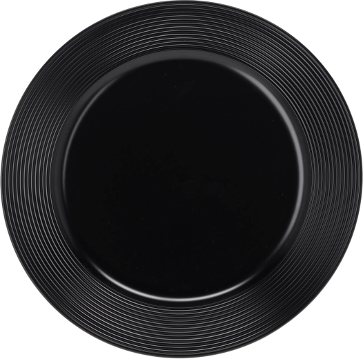 Bajo plato redondo negro con estriado 33 cm