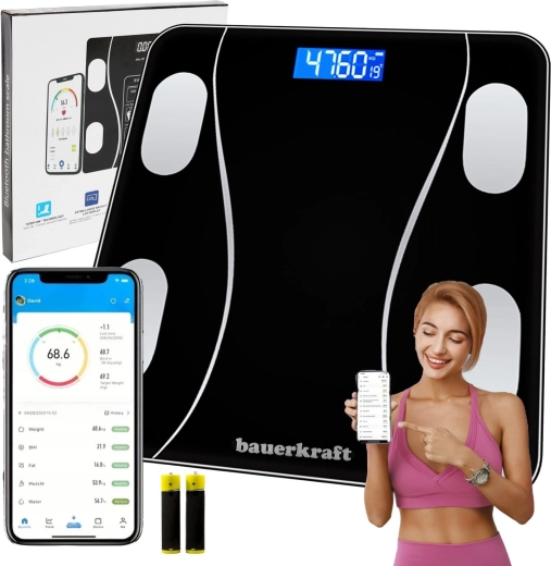 Báscula de baño analítica inteligente con Bluetooth y aplicación hasta 180 kg