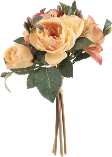 Flor artificial decorativa rosa/lirio en ramo amarillo 26 cm