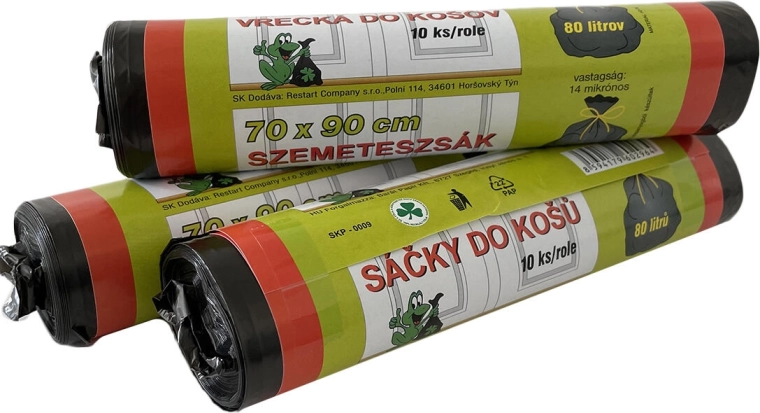 Bolsas para basura 80 l, negras, 70 × 90 cm, 10 uds