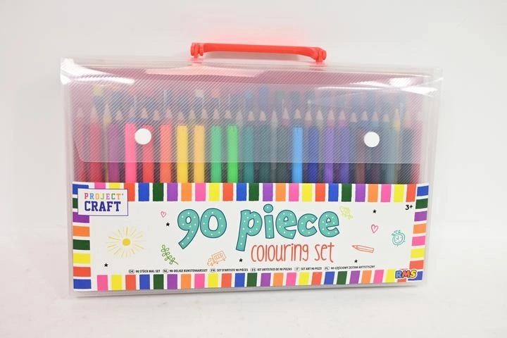 Set para dibujar y colorear 90 piezas en maletín con asa