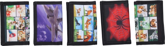 Cartera infantil con cierre de velcro, 12,5 × 25 cm, mix de motivos
