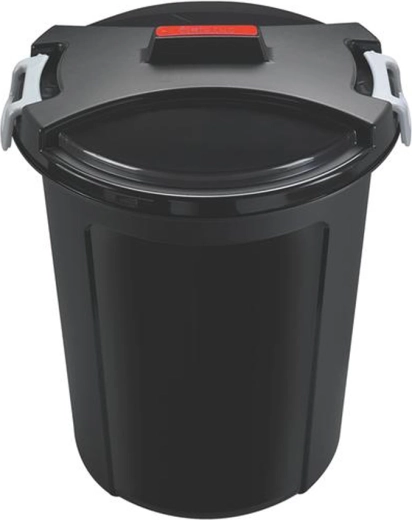 Cubo de basura de plástico HEIDRUN 46 l con tapa y clips laterales