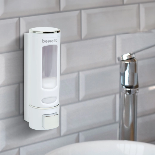 Dispensador manual de jabón de pared de 400 ml, blanco