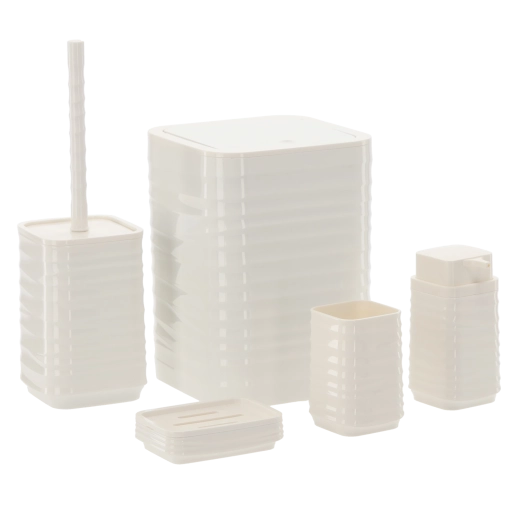 Set de baño de 5 piezas cuadrado blanco de plástico